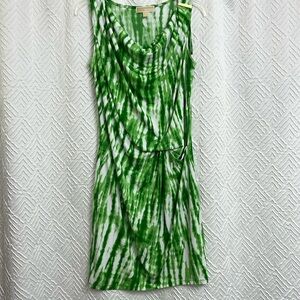 Michael Kors Green Tie Dye Knot Sleeveless Drape Dress Size XS